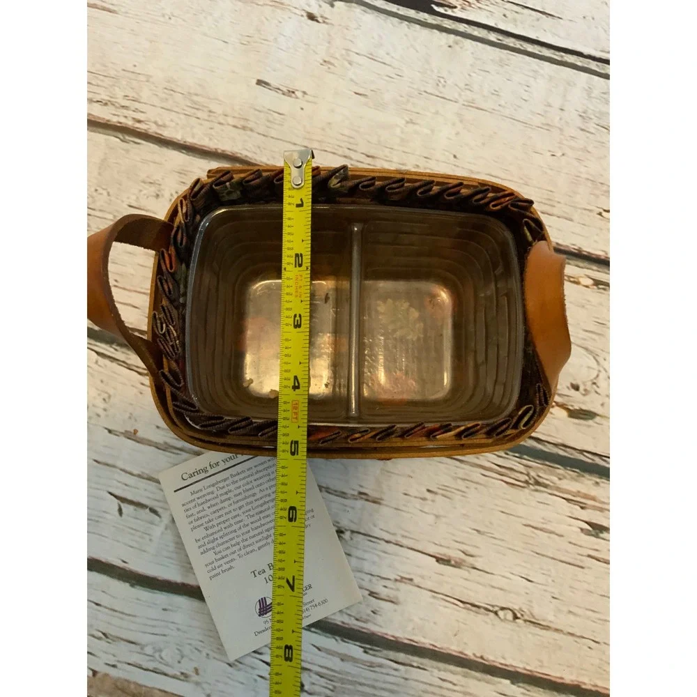 Longaberger Tea Basket 10740 Maple Leaf Tie-On Liner Protector Handwoven Small